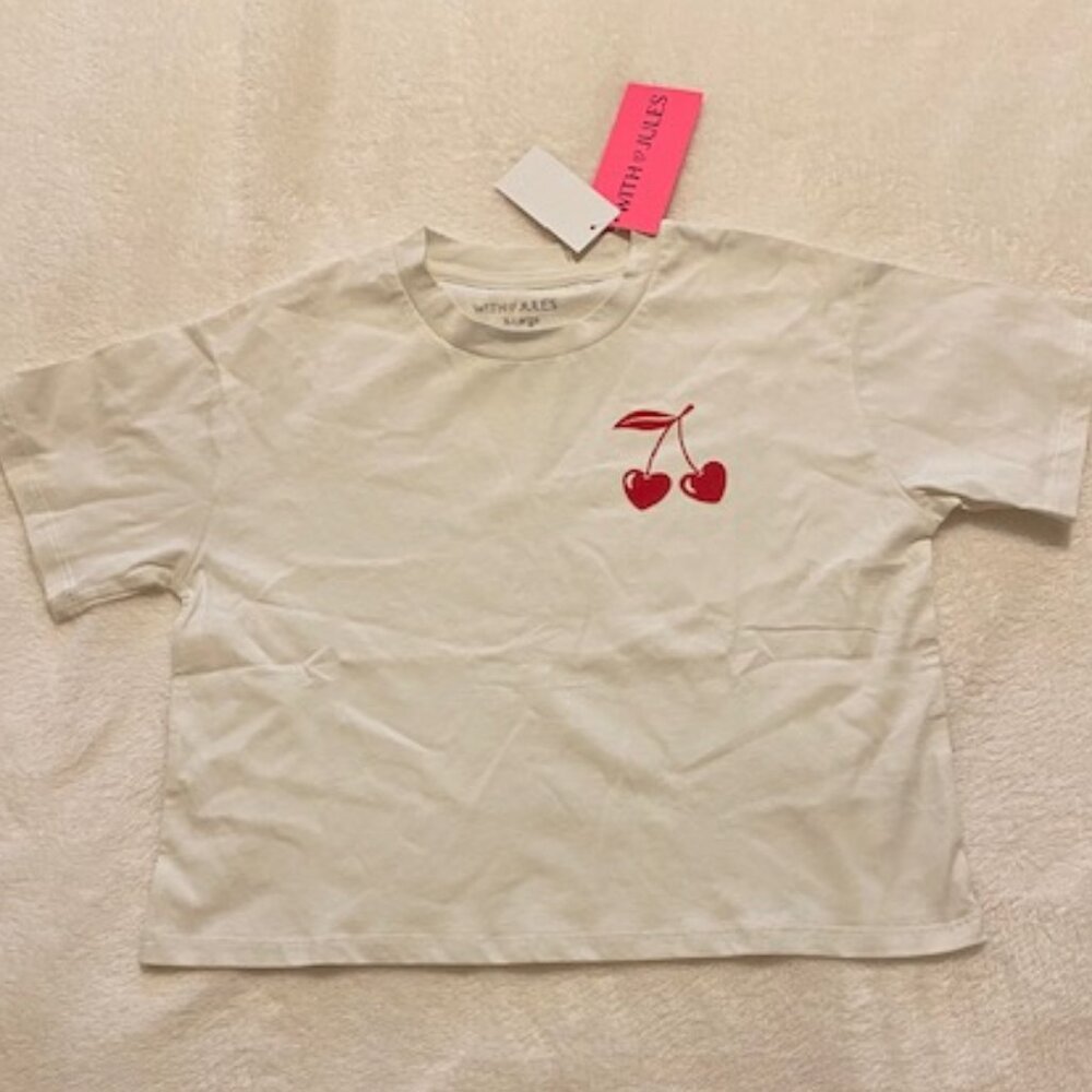 Girl's White Cropped Tee